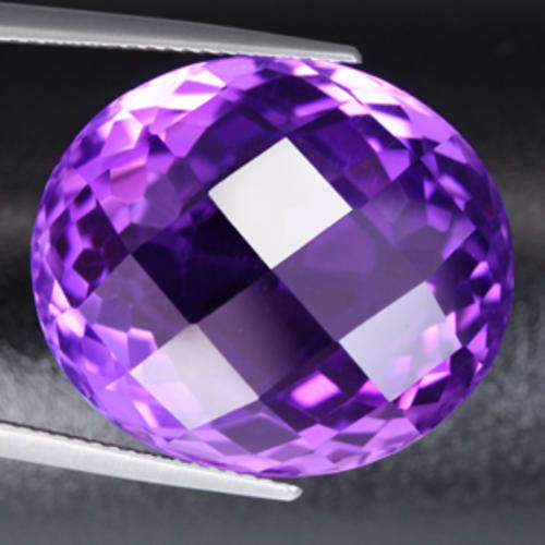 34.00ct GLEAMIMG TOP PURPLE OVAL CHECKERBORAD AMETHYST