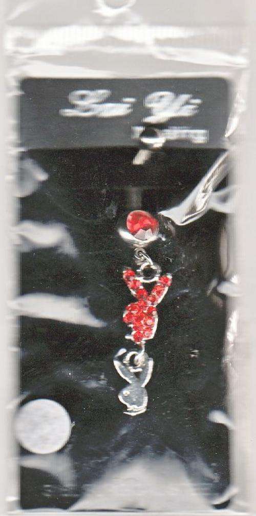 RED DOUBLE PLAYBOY BUNNY BELLY RING