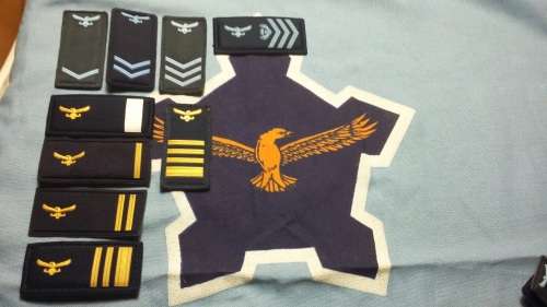 A set of SAAF Post 2002 breast ranks for worn with flight suits