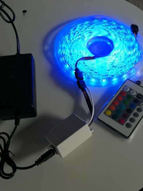 Waterproof 300 LED Strip Light 24 Key Remote (5M SMD RGB 50/50) 12V 5A Power Kit