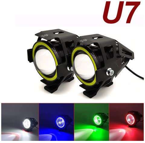 U7 Angel eye Halo ring Motorcycle Bike LED Headlight Driving Fog Spot Light Lamp
