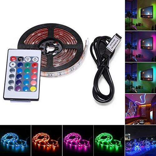 USB Powered 5m LED Black strip Light Waterproof 300 TV Backlight 24 Key Remote (5M SMD RGB 50/50)