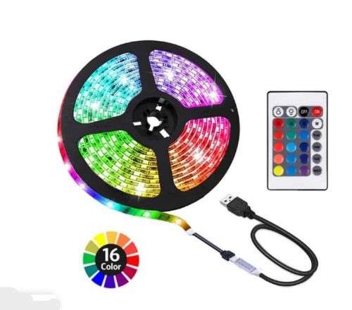 USB Powered 5m LED Black strip Light Waterproof 300 TV Backlight 24 Key Remote (5M SMD RGB 50/50)