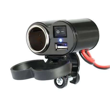 Motorcycle 12 Volt USB and Cigarette lighter socket with On/OFF switch