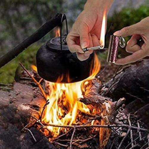 Immortal Fire Starter Matchstick, Metal Match Flint strike keychain Silver Lighter (use Zippo Fuel)