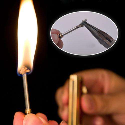 Immortal Fire Starter Matchstick, Metal Match Flint strike keychain Silver Lighter (use Zippo Fuel)