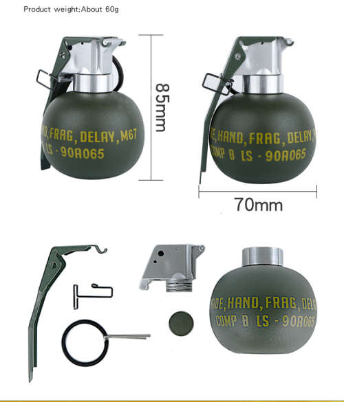 M67 Hand Grenade Body Model Dummy Frag Grenade Quick Release airsoft Army Military