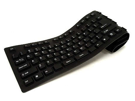 Waterproof Flexible Black keyboard USB. foldable keyboard.