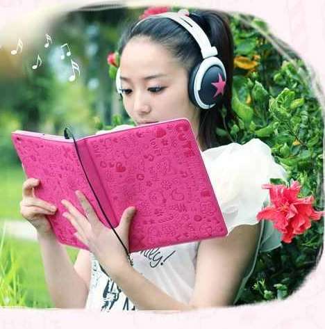 Samsung Galaxy "NEW" Cartoon cover,P7500, Pink PU leather - soft and smooth but strong