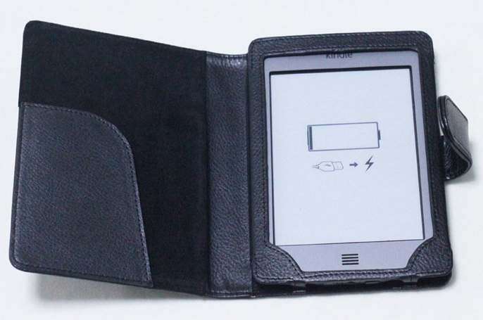 Kindle Touch Black book cover with pocket. PU Leather