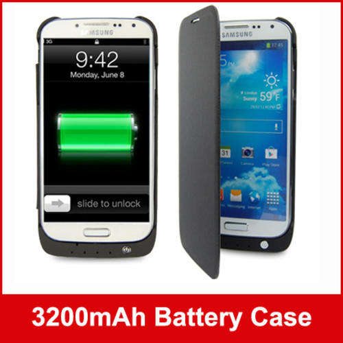Back up Battery S4 Samsung Galaxy Power bank Flip case black S 4  i9500