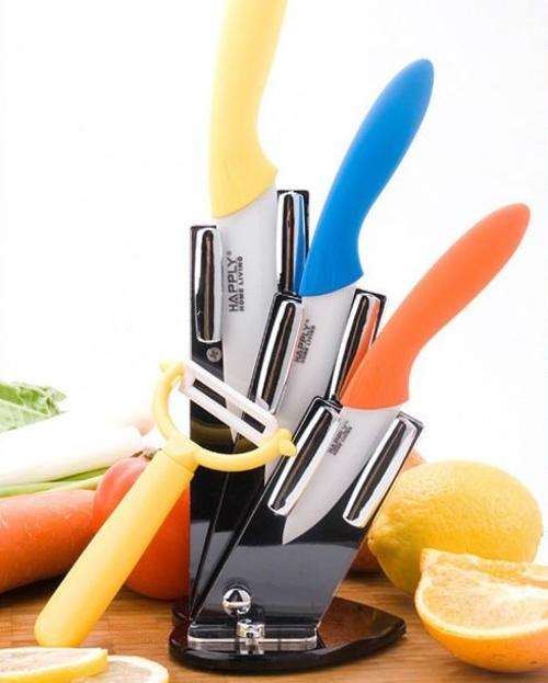 Ceramic Knife set with potato peeler and Holder