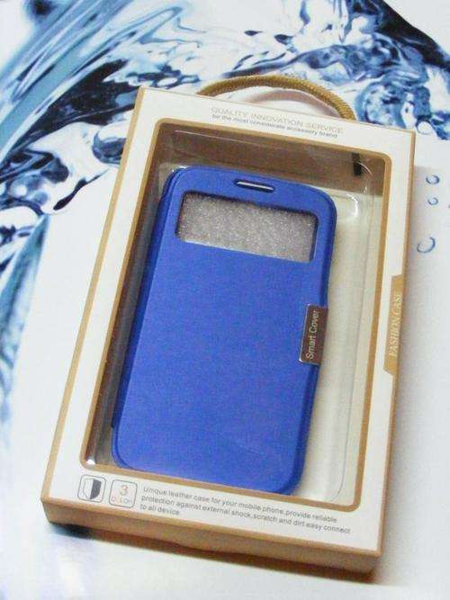 Samsung Galaxy S4 i9500 Quality S View Flip Cover , magnetic close, free S 4 Screenguard, Sky Blue