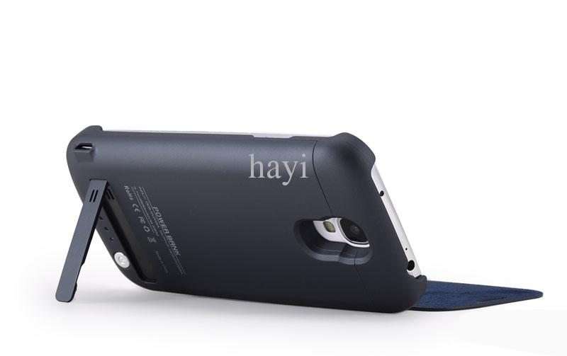 3500mAh S4 Samsung Galaxy Power bank case with S View window - Flip case black S 4  i9500