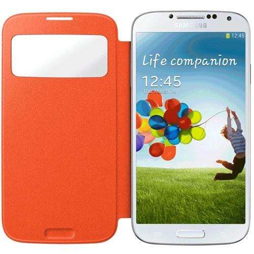 Samsung Galaxy S4mini i9190 Quality S View Flip Cover , magnetic close, free Screenguard, Orange