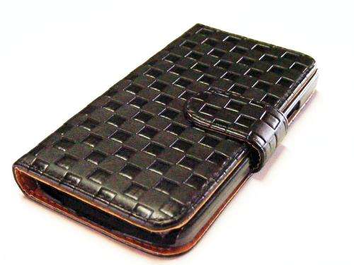 Samsung Galaxy Note 3 III Checkered Flip Wallet PU Leather Case Pouch - Black