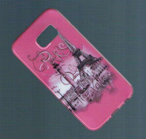 Samsung Galaxy S6 EDGE - TPU Soft Back cover - Pink - Paris Eiffel Tower Theme - S 6