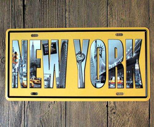 Decorative License plate - Vintge plate signs  "NEW YORK" Art wall decor