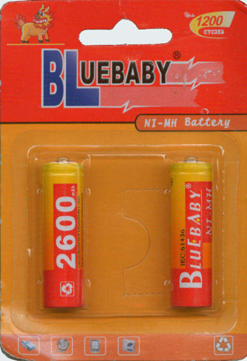 2600mAh Ni-MH Rechargeable Batteries - Blue Baby - memory free