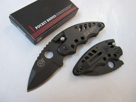 17Cm. HANDY POCKET  KNIFE SR217 COLUMBIA USA SABER - Plain Black