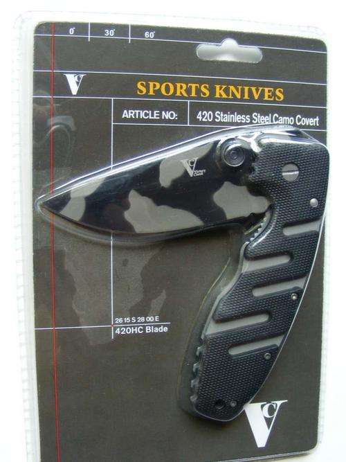 Pocket Sports Knive 420 Stainless steel - Black Camo Blade Pattern