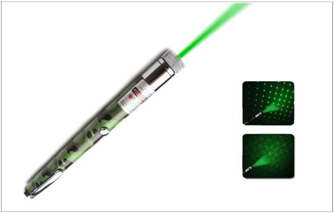 200mW Camouflage Green Laser Pointer with Star Cap - Green camo patern laser Sky pointer in case