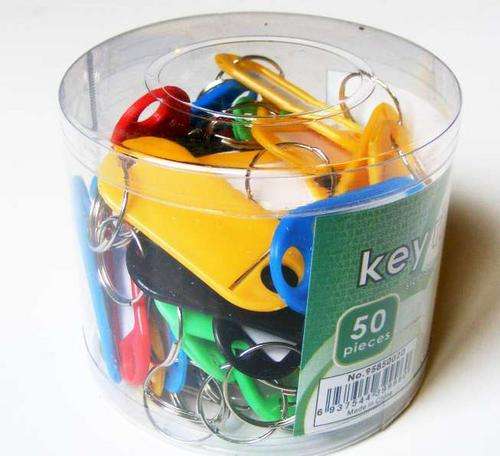 Key rings 50 pc in tub - name tag keyrings