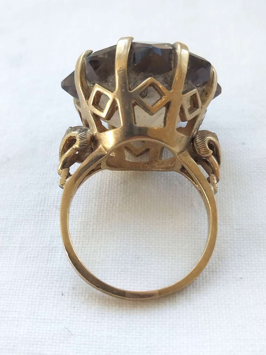 Vintage 9 CT Gold and Smokey Topaz Dress Ring
