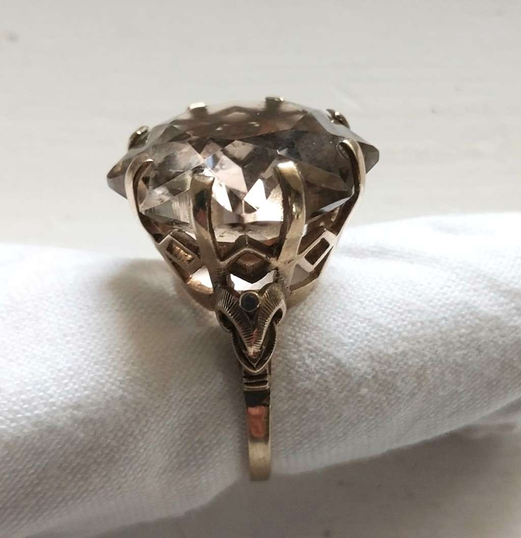 Vintage 9 CT Gold and Smokey Topaz Dress Ring