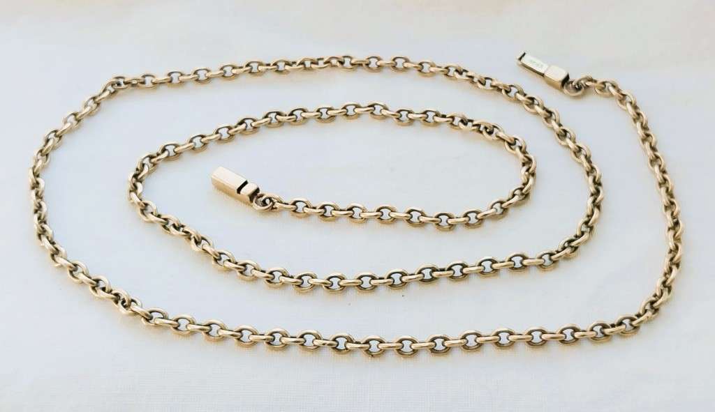 9 CT gold Belcher / Rolo chain necklace -  Unisex.
