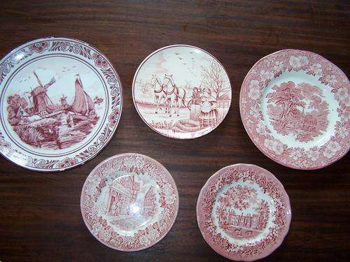 Beautiful collection of pink Delft and English Plates