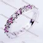 silver white gold filled ring with pink and white stones