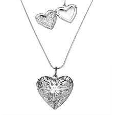 Silver heart locket necklace