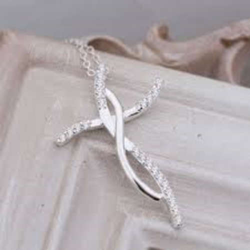 Silver cross pendant necklace with chain