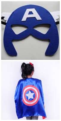 Kids costume cosplay superhero cape and mask batman captain america