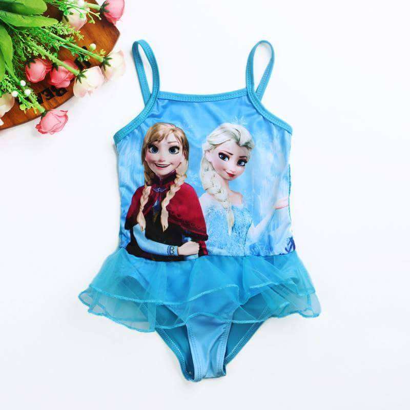 Girls summer swimwear princess ann elsa frozen costume 5-6 year