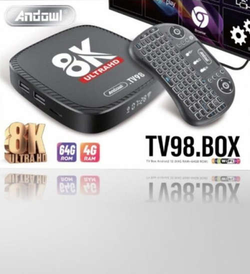 8K PLUG & PLAY TV98 WIRELESS KYBOARD Combo High PERFORMANCE TV BOX 4GB RAM 64GB Storage