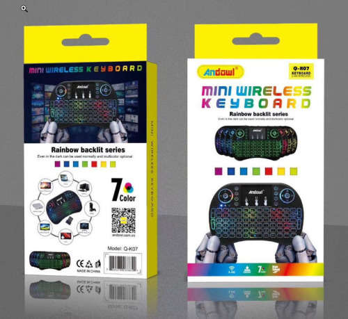 Andowl Rainbow Backlit Wireless Mini Keyboard (Q-K07)