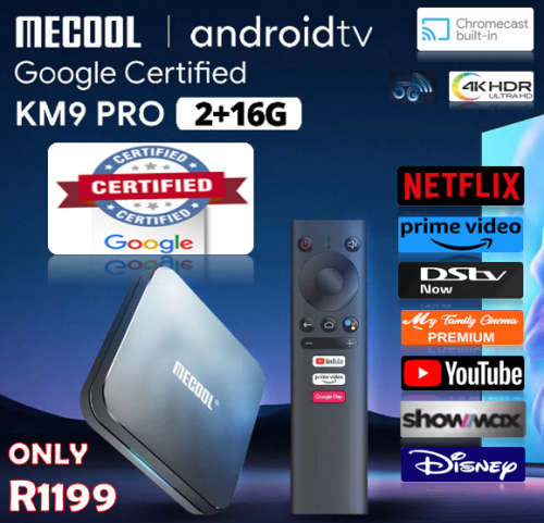2023 Revision  Mecool Km9 Pro GOOGLE CERTIFIED TV Box 2GB Ram 16GB 5GHZ Wi-Fi Chip
