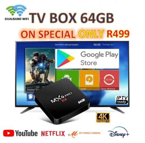 64GB PLUG AND PLAY 4GB Ram Android Tv Box 5G Wifi