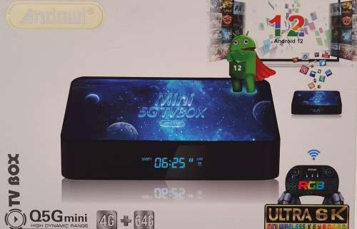 Android 12 with 64GB Storage 4GB Ram 6k resolution & 5ghz Wifi Q5g Tv Box