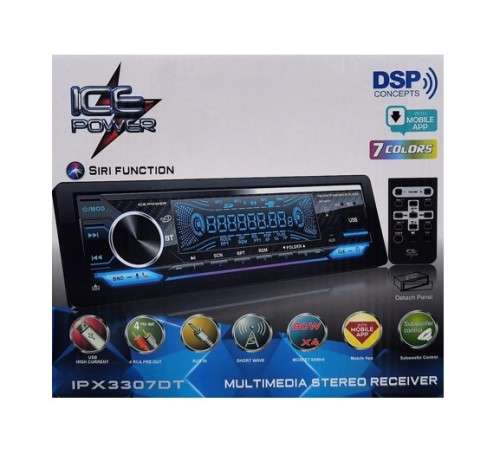 High Output Detachable Face ICE POWER CARBON FIBER Single Din Multimedia Head Unit 7 Color Change