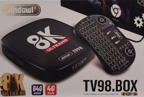 8K PLUG & PLAY TV98 WIRELESS KYBOARD Combo High PERFORMANCE TV BOX 4GB RAM 64GB Storage