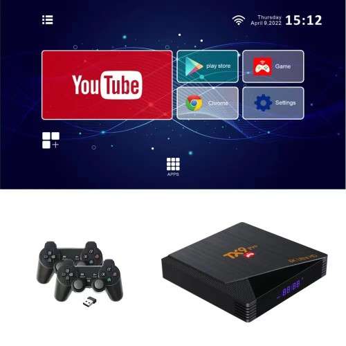 TX9 Tv BOX with GAME BOX Combo Dual Joystick Controller 64GB 9000+ with 3D games