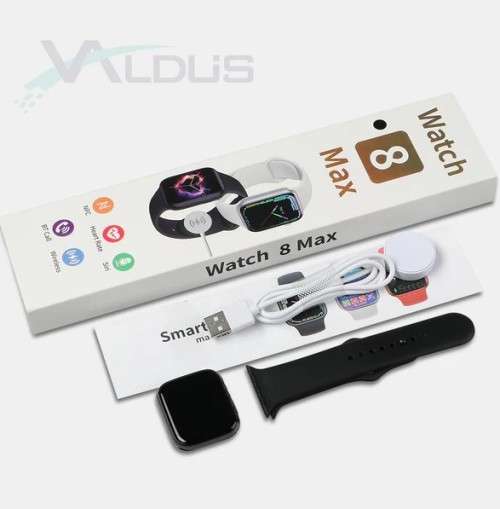 Watch 8 Max Black Strap Smartwatch BT Calling NFC Call Logs