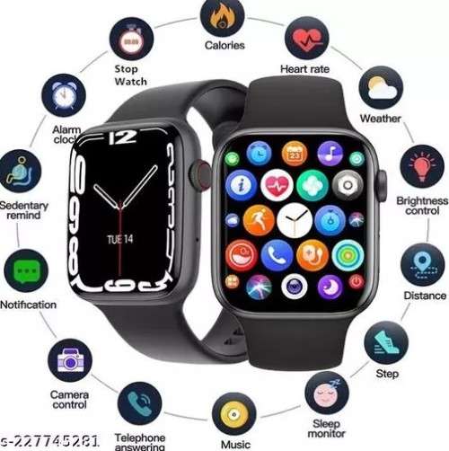 Watch 8 Max Black Strap Smartwatch BT Calling NFC Call Logs