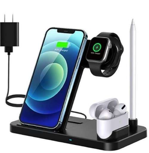 3-in-1 Wireless Fast Charger (compatible with iPhone and Android) Black