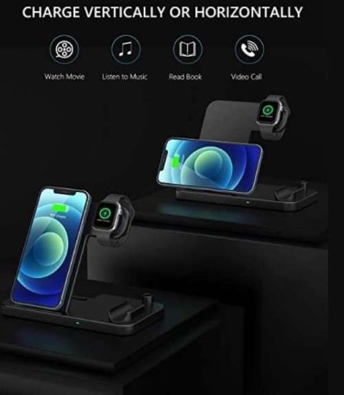 3-in-1 Wireless Fast Charger (compatible with iPhone and Android) Black