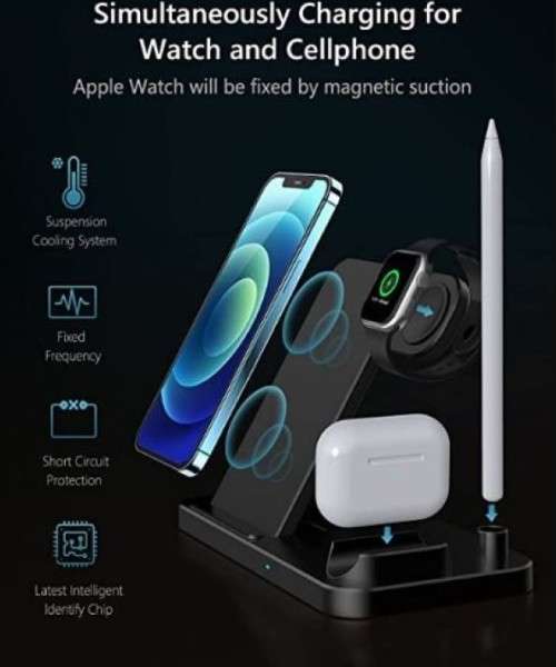 3-in-1 Wireless Fast Charger (compatible with iPhone and Android) Black