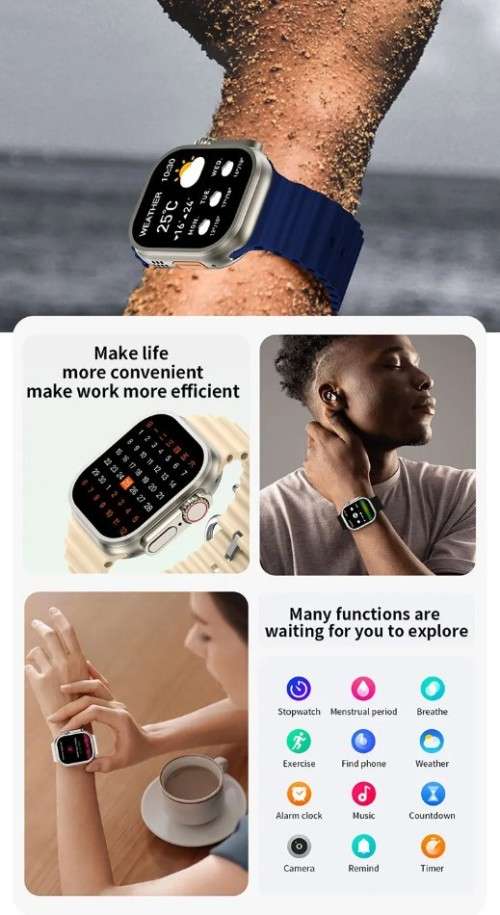 Z77 Ultra AMOLED Smart Watch Heart Rate Blood Press Bluetooth Call Watch Wireless Charging GPS